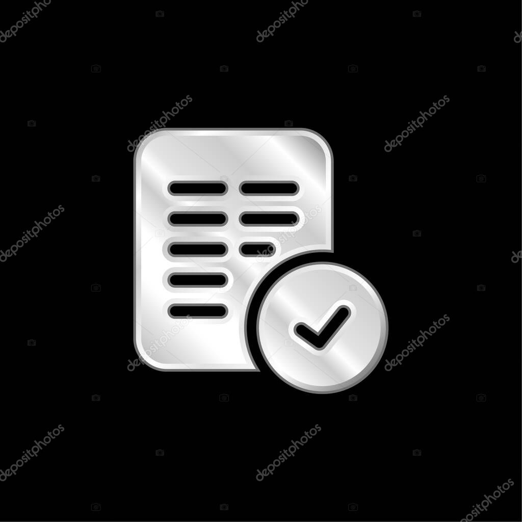 Accept silver plated metallic icon