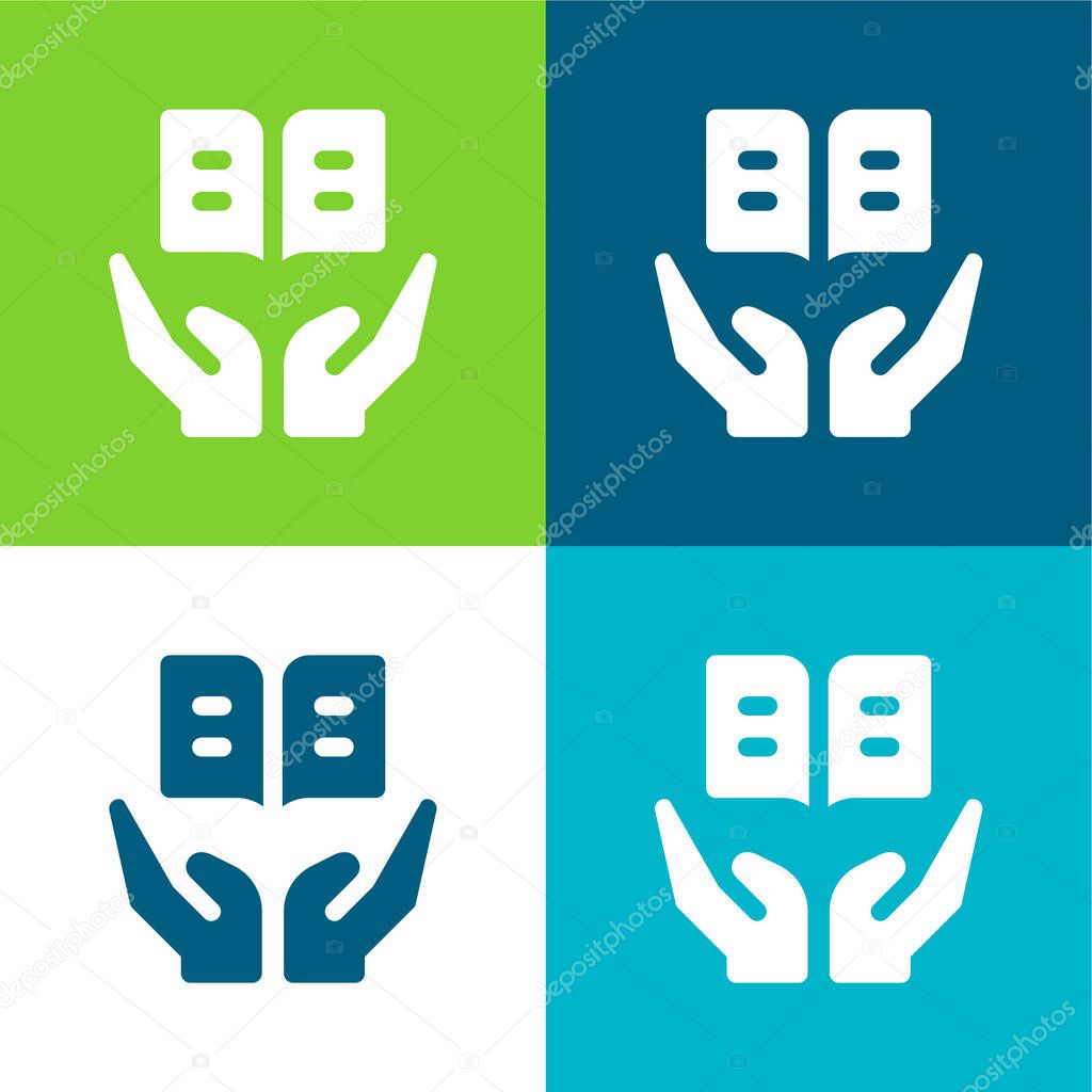 Book Flat four color minimal icon set