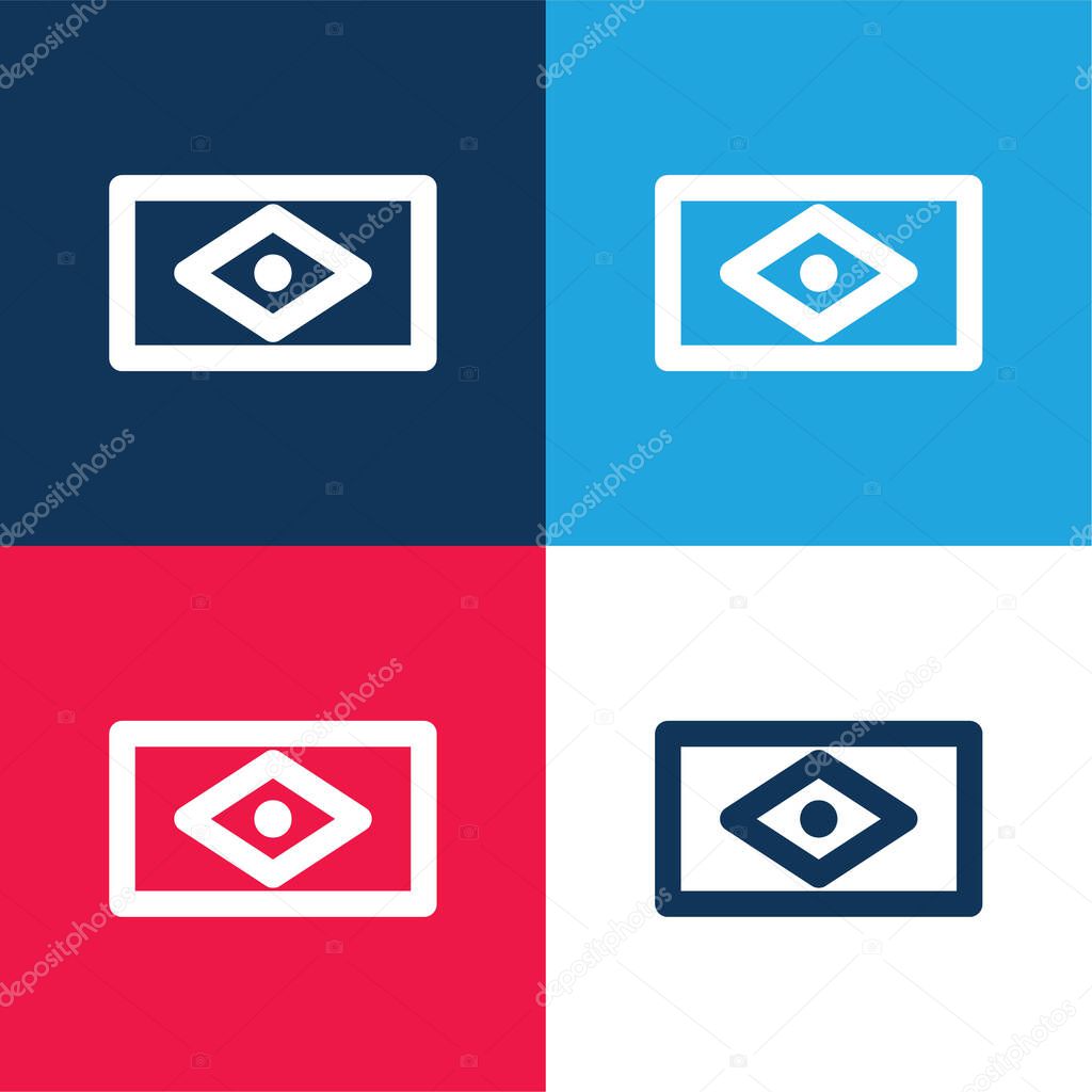 Brazil Flag blue and red four color minimal icon set