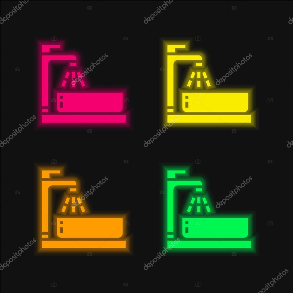 Basin four color glowing neon vector icon