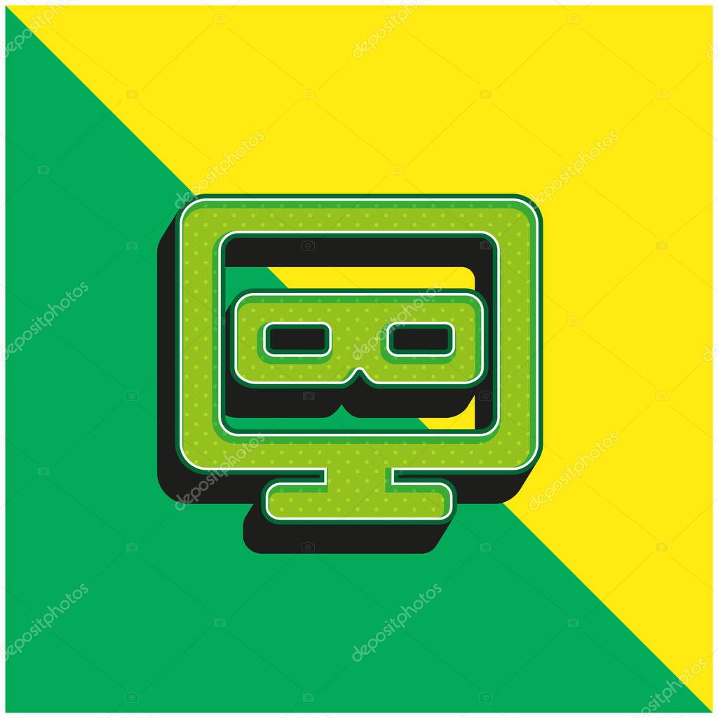 3D Television Green and yellow modern 3d vector icon logo