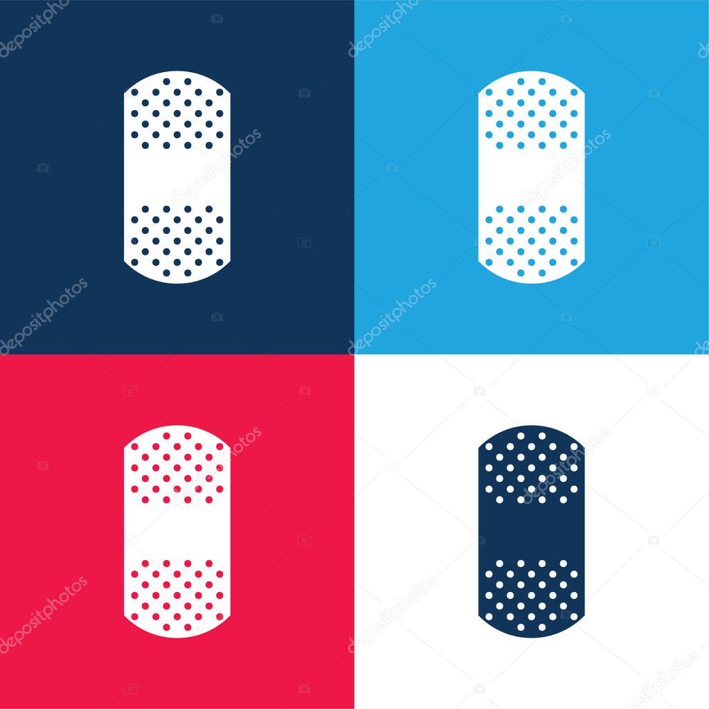 Band Aid blue and red four color minimal icon set