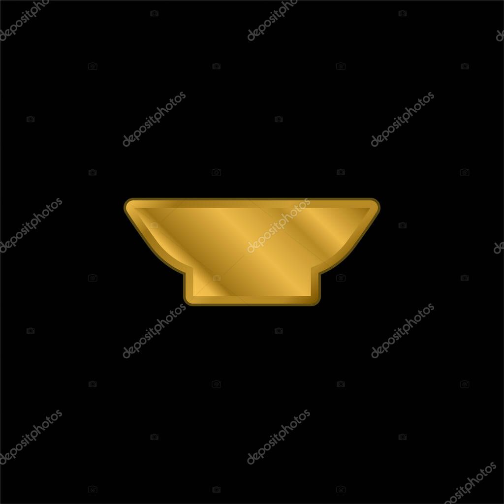 Bowl gold plated metalic icon or logo vector