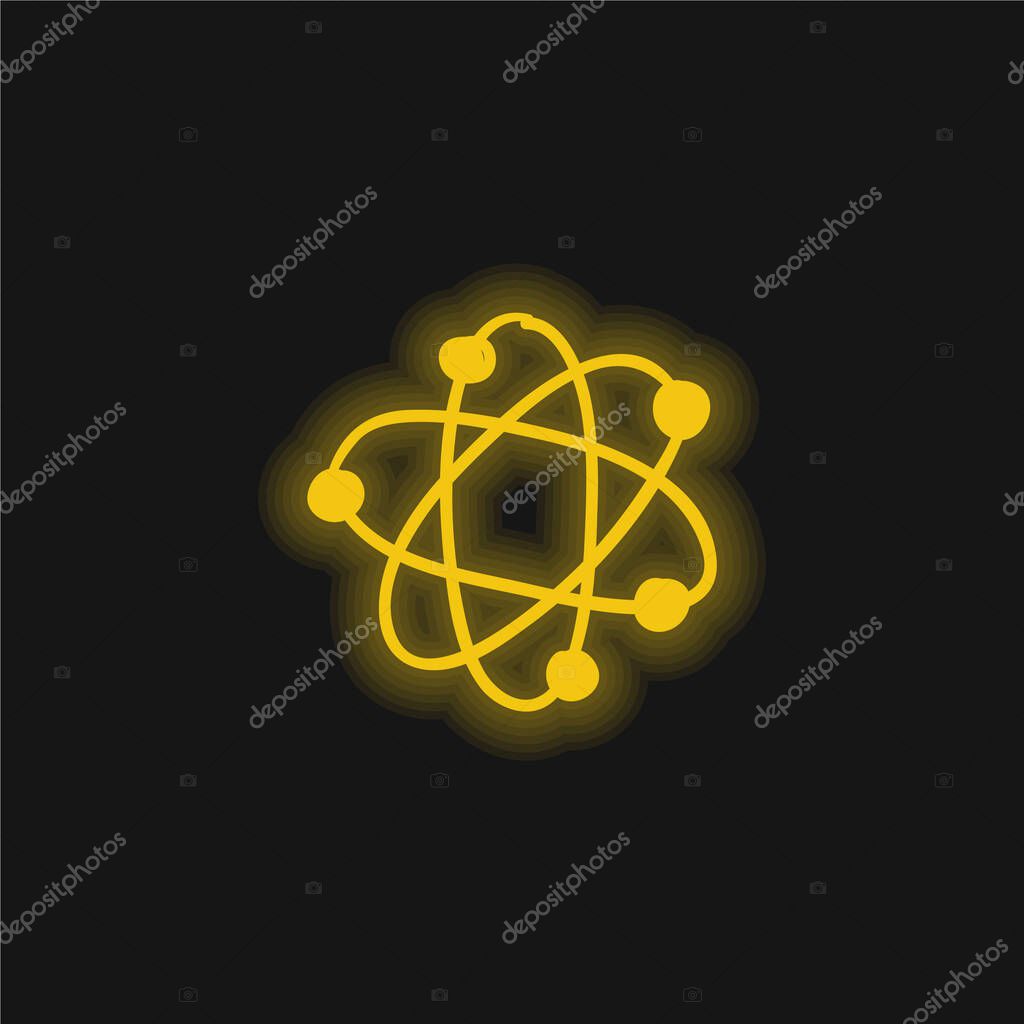 Atom yellow glowing neon icon