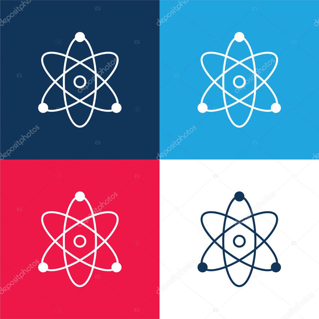 Atom blue and red four color minimal icon set