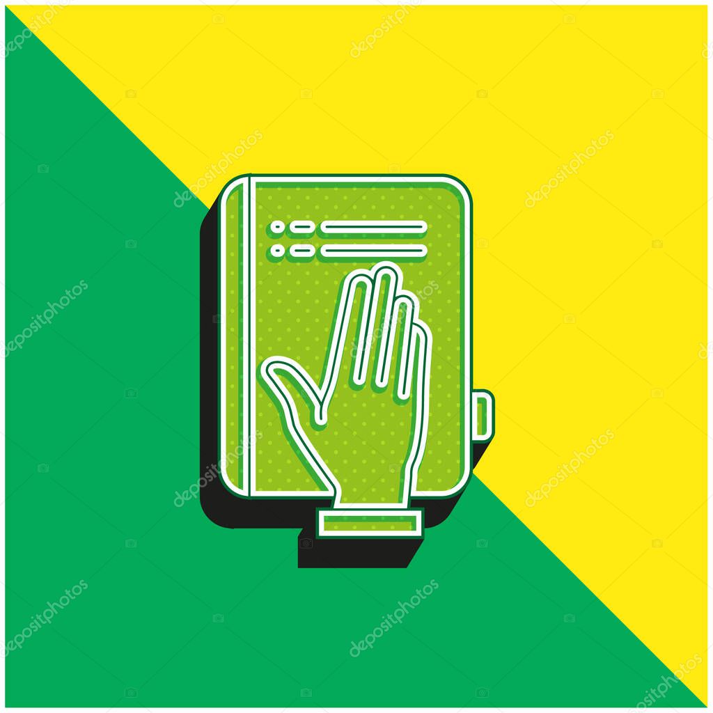 Book Green and yellow modern 3d vector icon logo