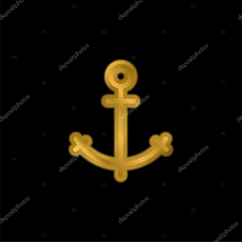 Anchor gold plated metalic icon or logo vector