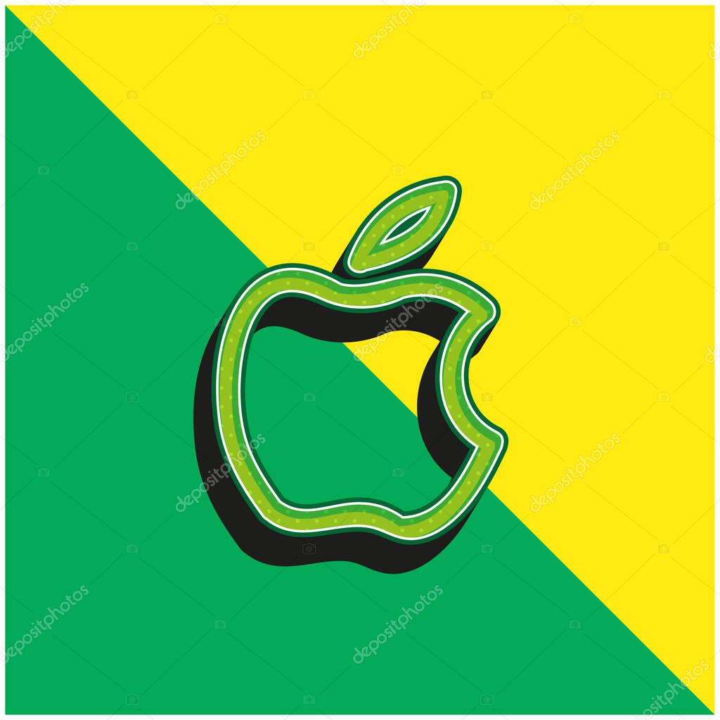 Apple Brand Hand Drawn Logo Outline Green and yellow modern 3d vector icon logo