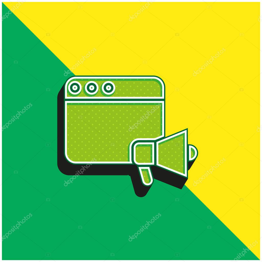 Announcer Green and yellow modern 3d vector icon logo