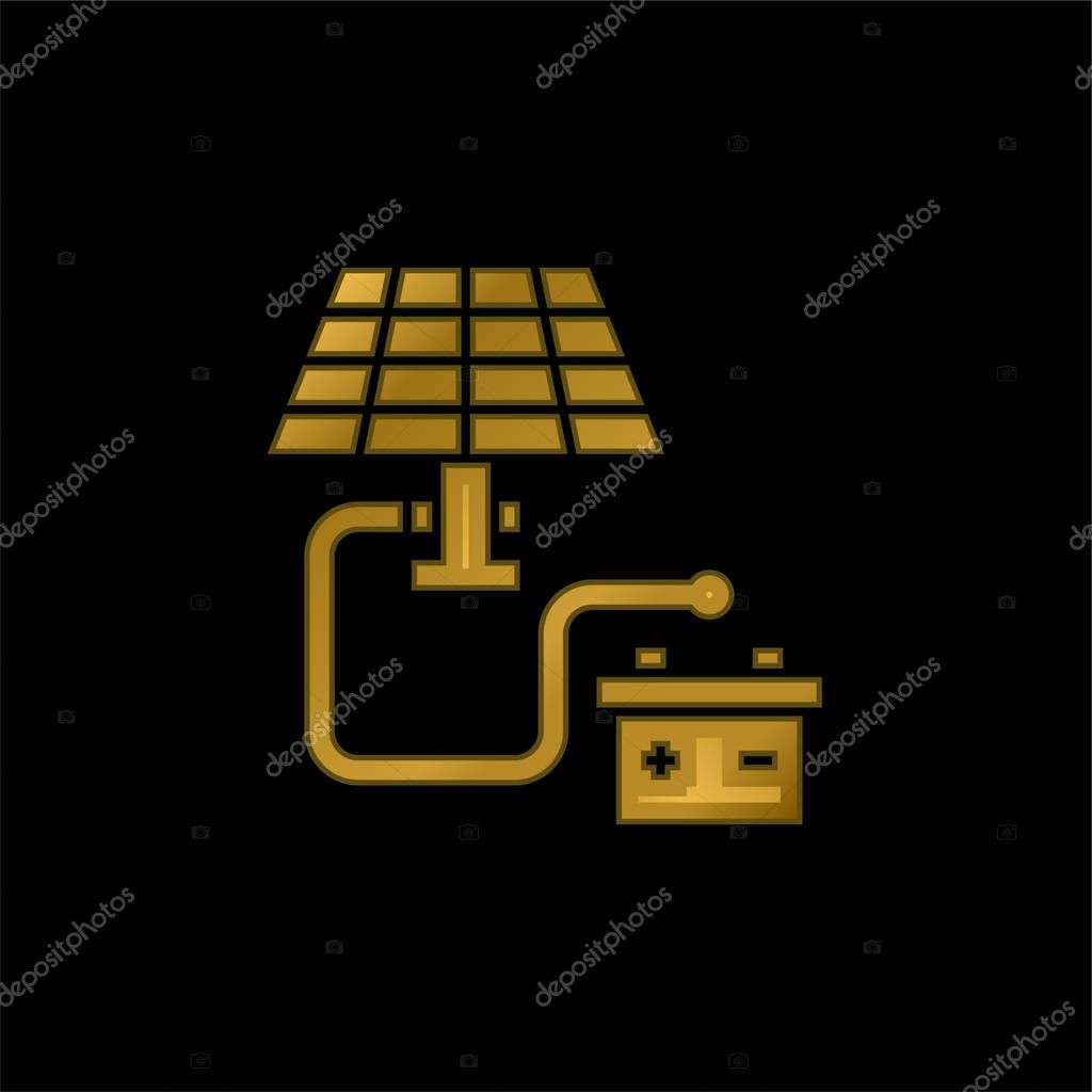 Battery gold plated metalic icon or logo vector
