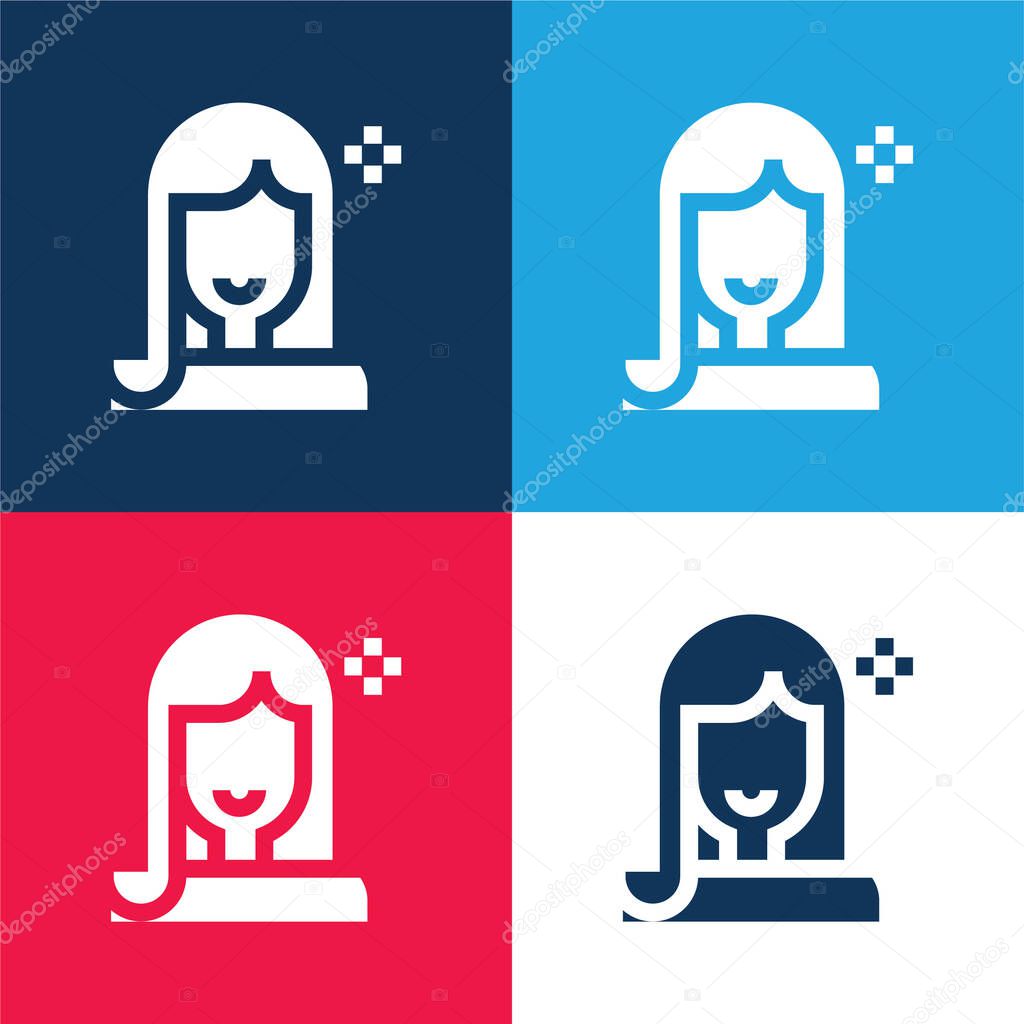 Beauty blue and red four color minimal icon set