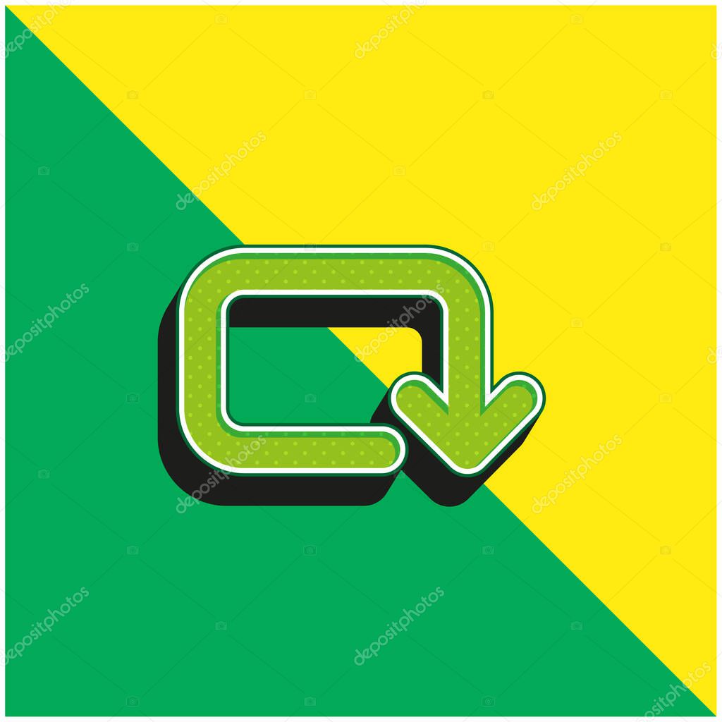 Arrow Of Rounded Rectangular Clockwise Rotation Green and yellow modern 3d vector icon logo
