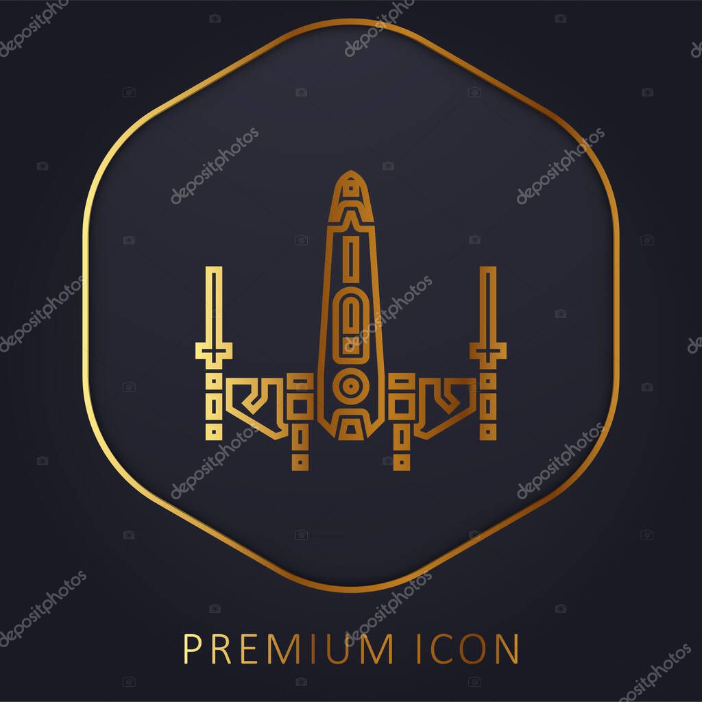 Battleship golden line premium logo or icon