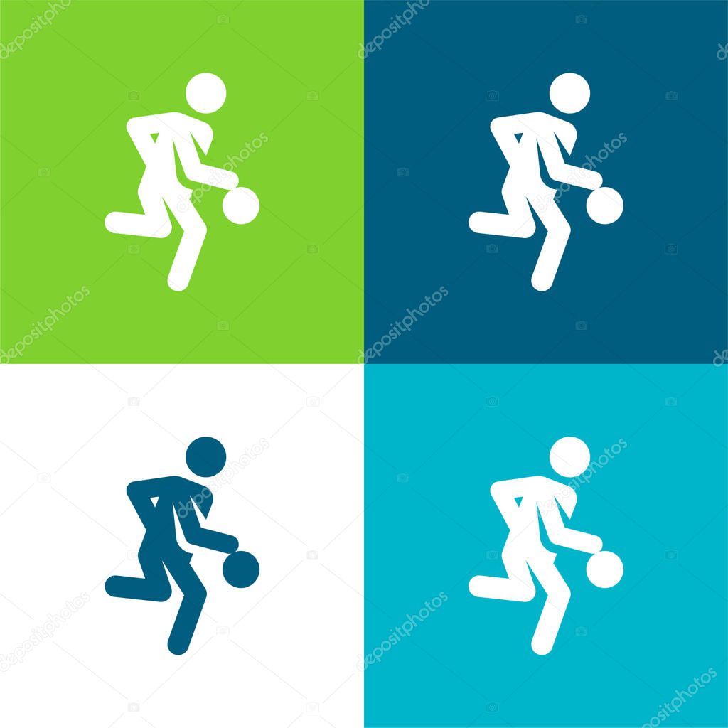 Basketball Player Flat four color minimal icon set