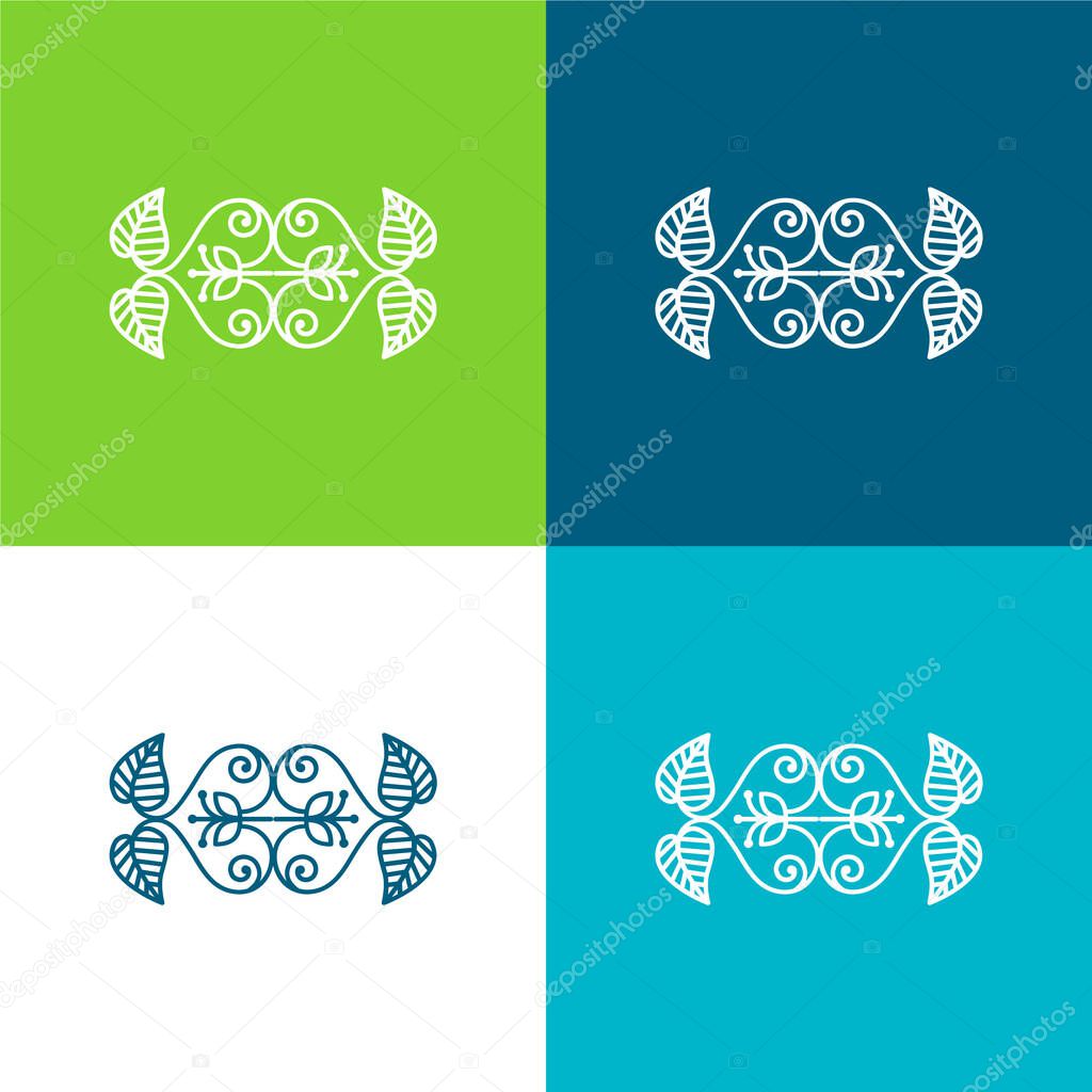 Beautiful Floral Design Flat four color minimal icon set