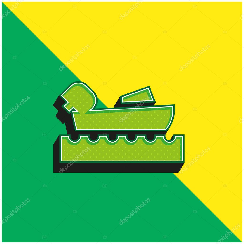 Canottaggio Logo icona vettoriale 3d moderna verde e gialla