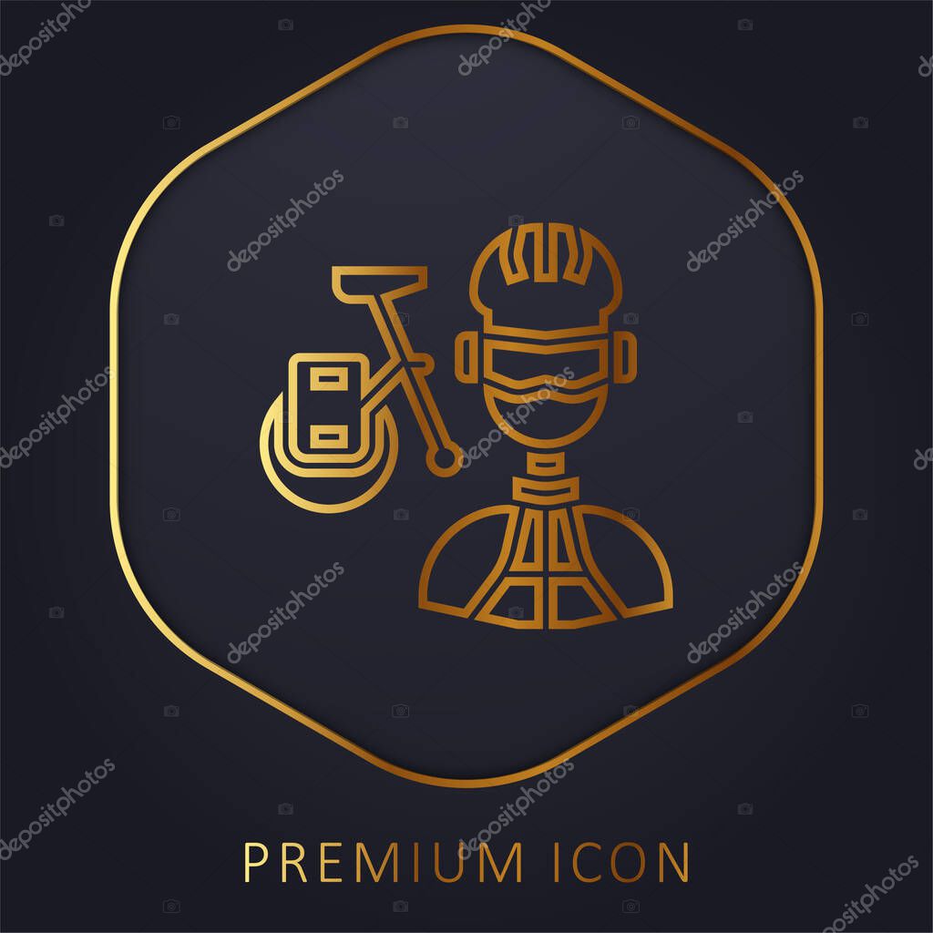 Biker golden line premium logo or icon