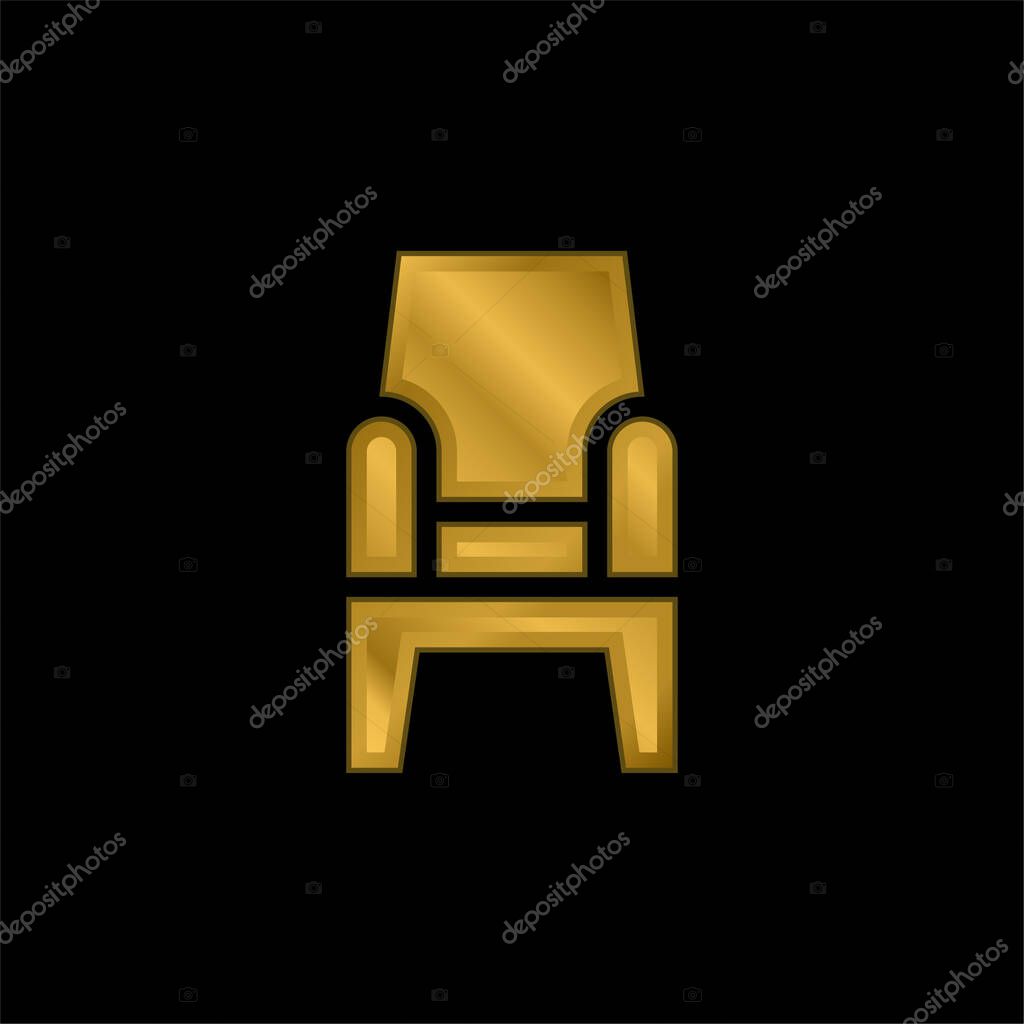 Armchair gold plated metalic icon or logo vector