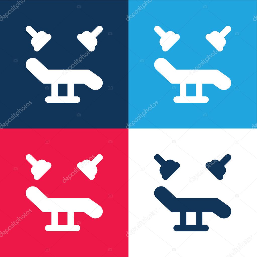 Bed blue and red four color minimal icon set