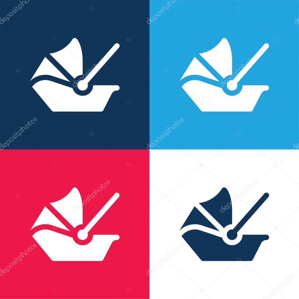 Baby Carrier blue and red four color minimal icon set