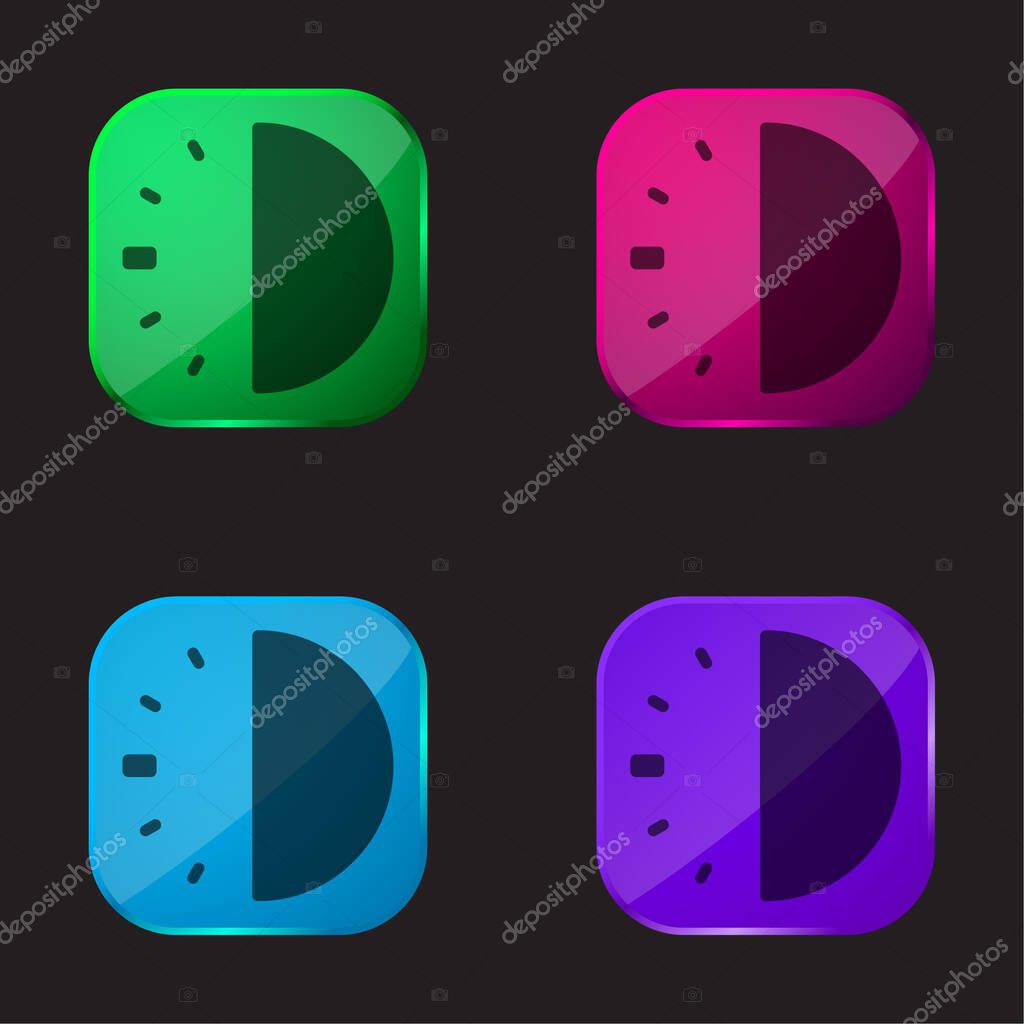 30 Minutes four color glass button icon