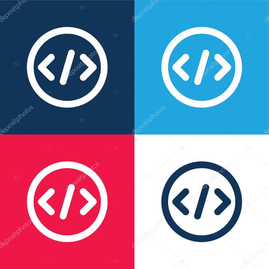 Bracket blue and red four color minimal icon set
