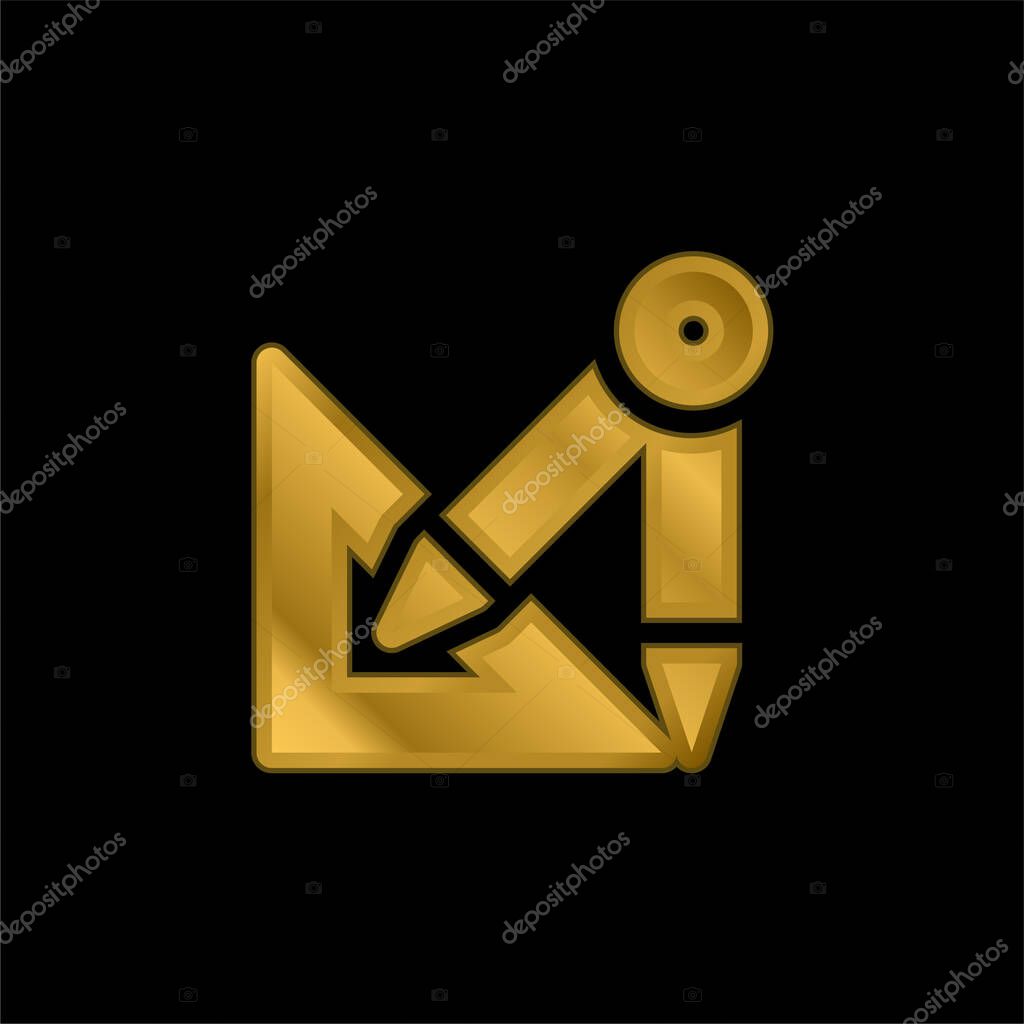 Architecture gold plated metalic icon or logo vector