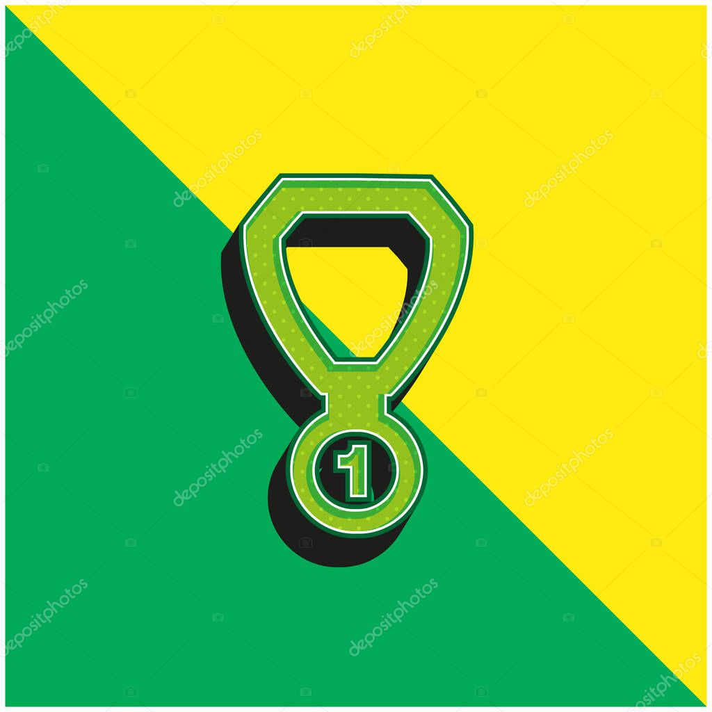 Best Place Medal Necklace Green and yellow modern 3d vector icon logo