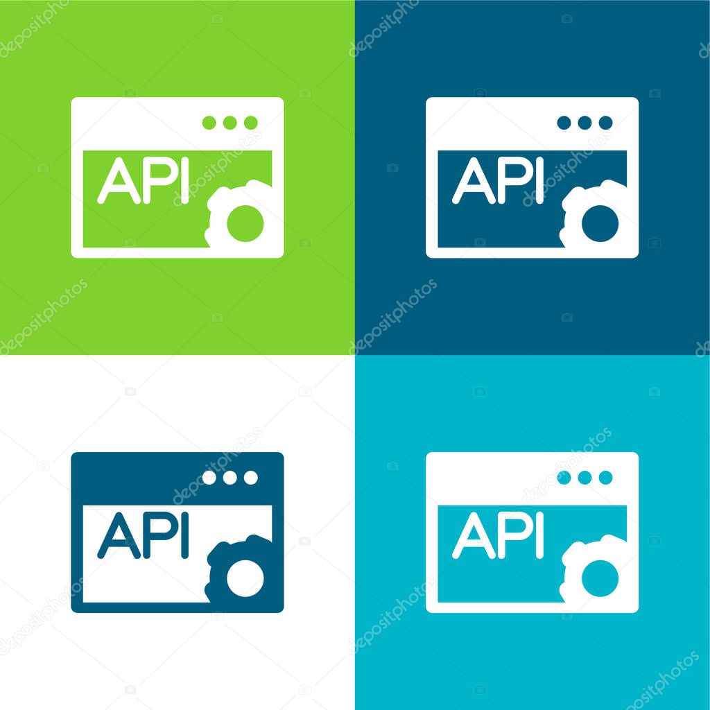 API Page Flat four color minimal icon set