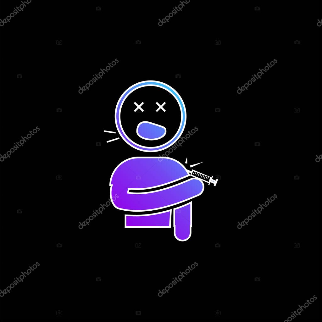Boy Screaming Hurted With A Knife In His Shoulder blue gradient vector icon