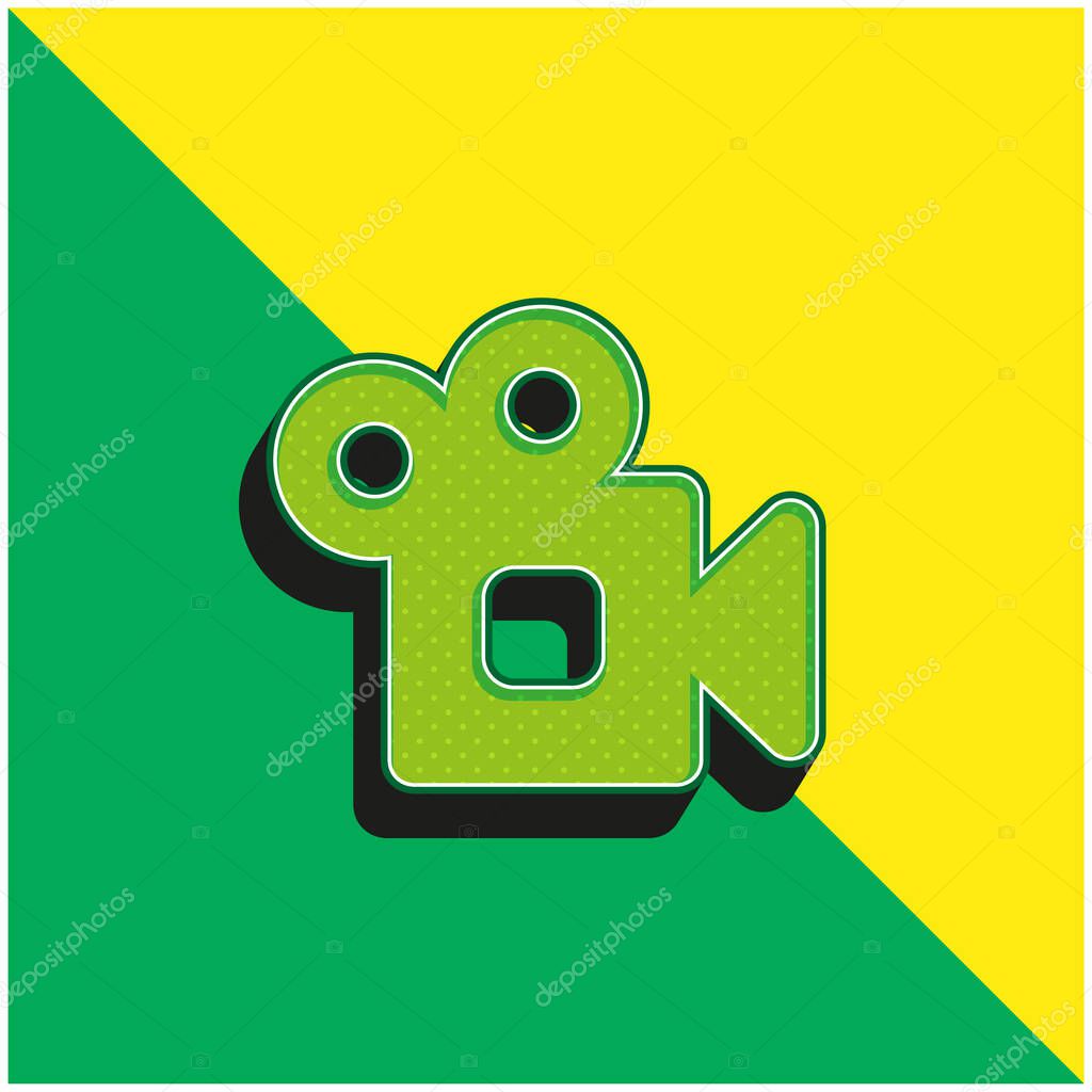 Analogic Video Camera Green and yellow modern 3d vector icon logo