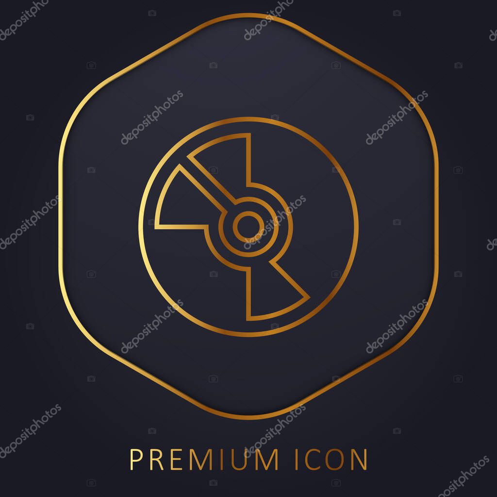 Big DVD golden line premium logo or icon