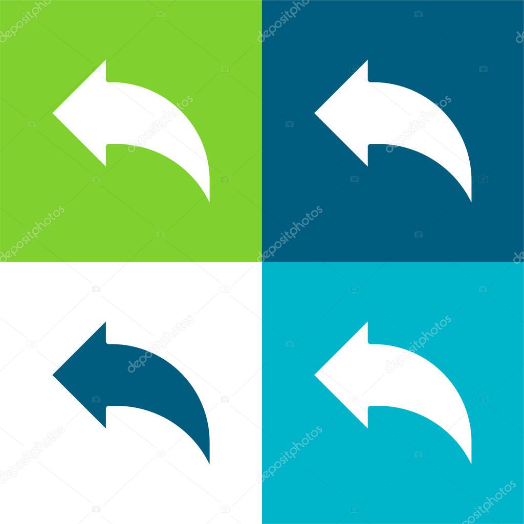 Back Flat four color minimal icon set