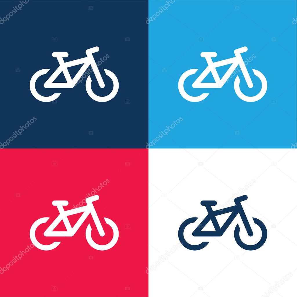 Bicycle blue and red four color minimal icon set