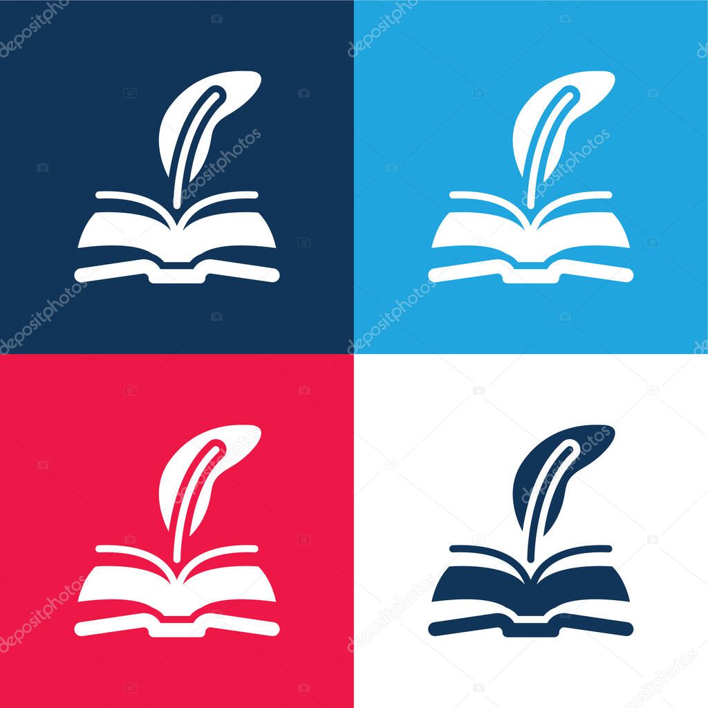 Book blue and red four color minimal icon set