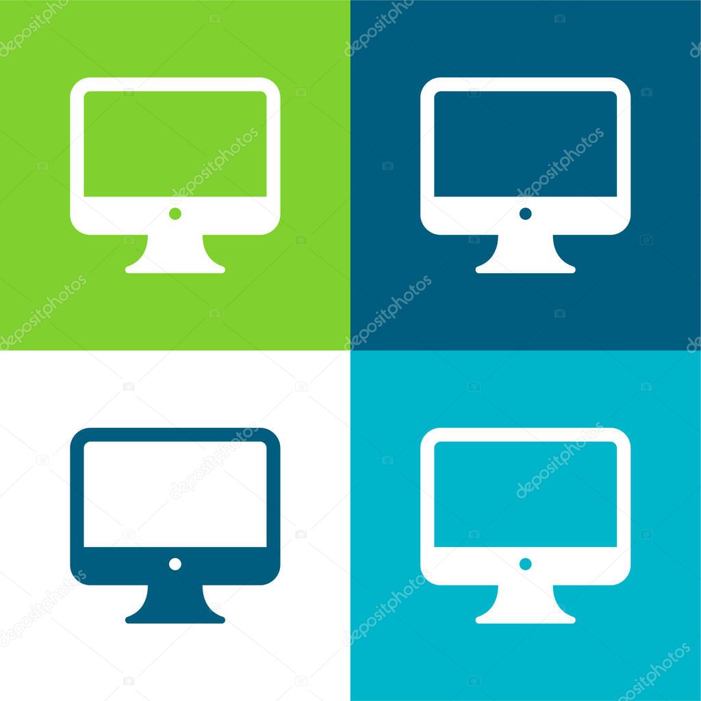 Big Computer Monitor Flat four color minimal icon set