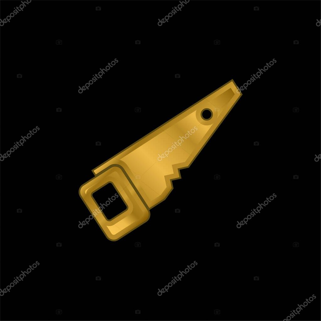 Black Saw gold plated metalic icon or logo vector