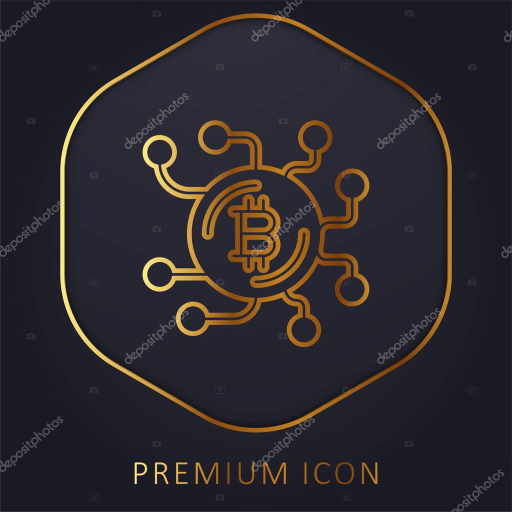 Bitcoin golden line premium logo or icon