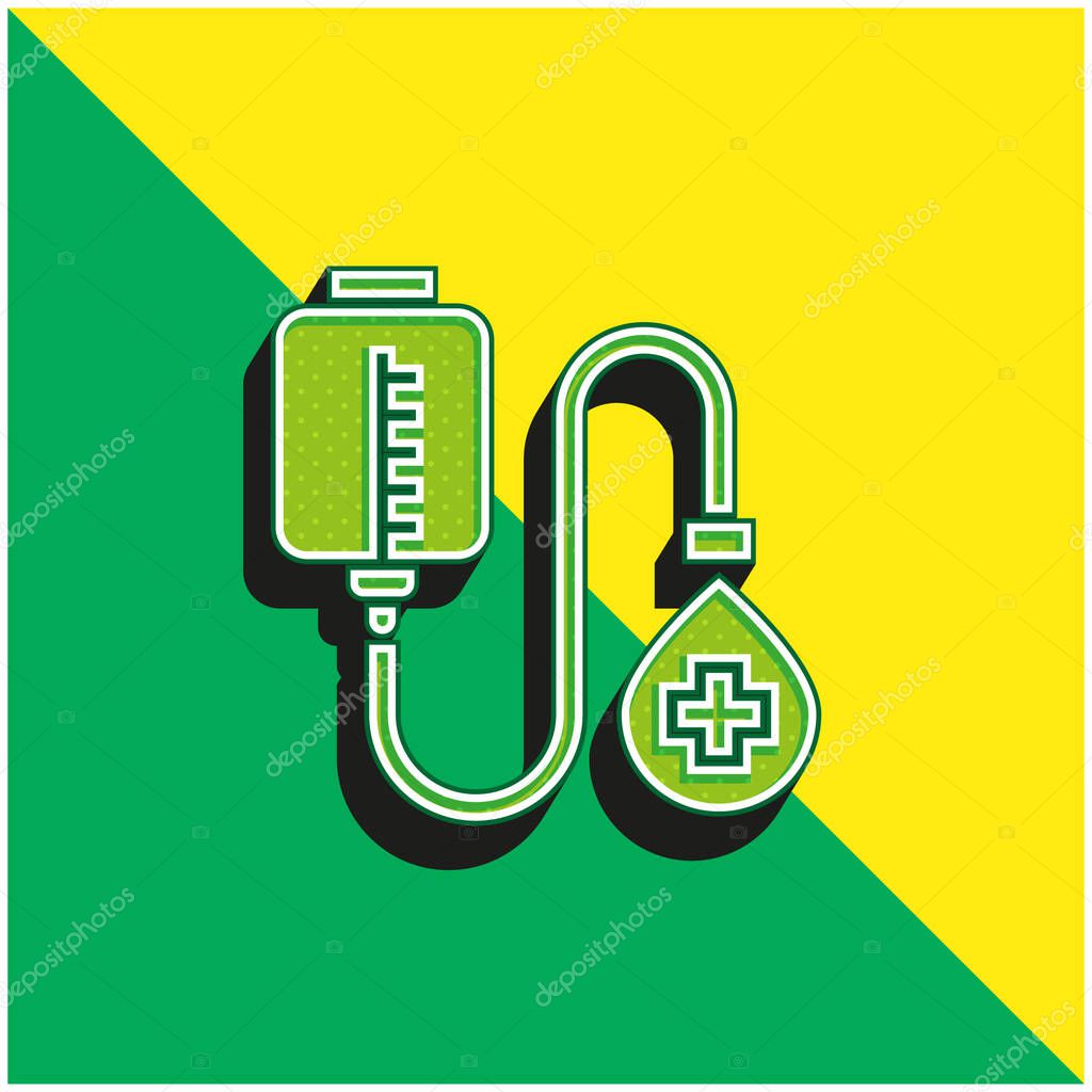 Blood Donation Green and yellow modern 3d vector icon logo