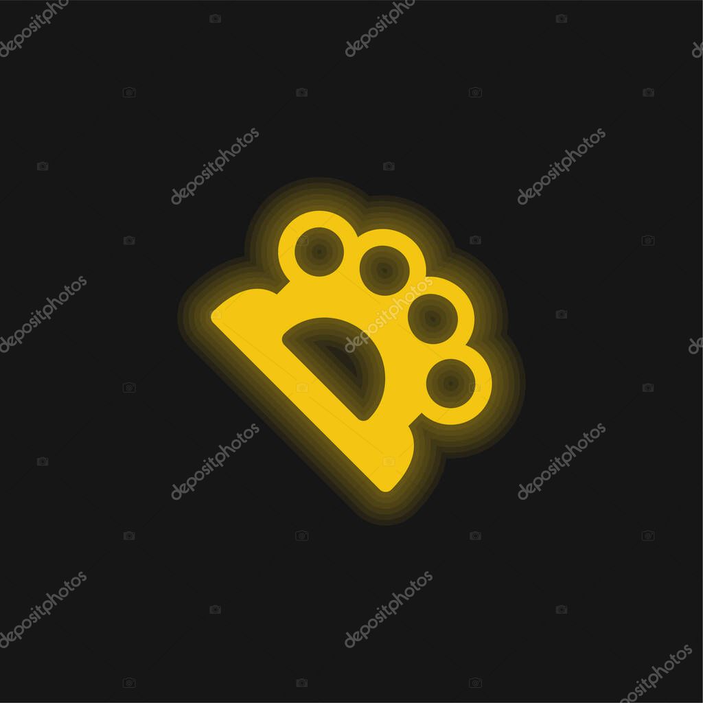 Brass Knuckles yellow glowing neon icon