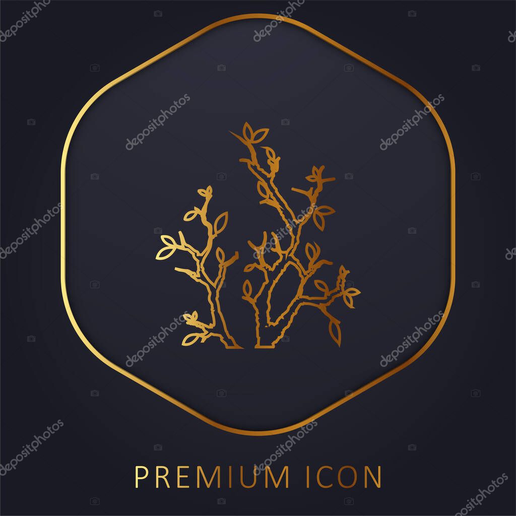 Branches With Leaves golden line premium logo or icon