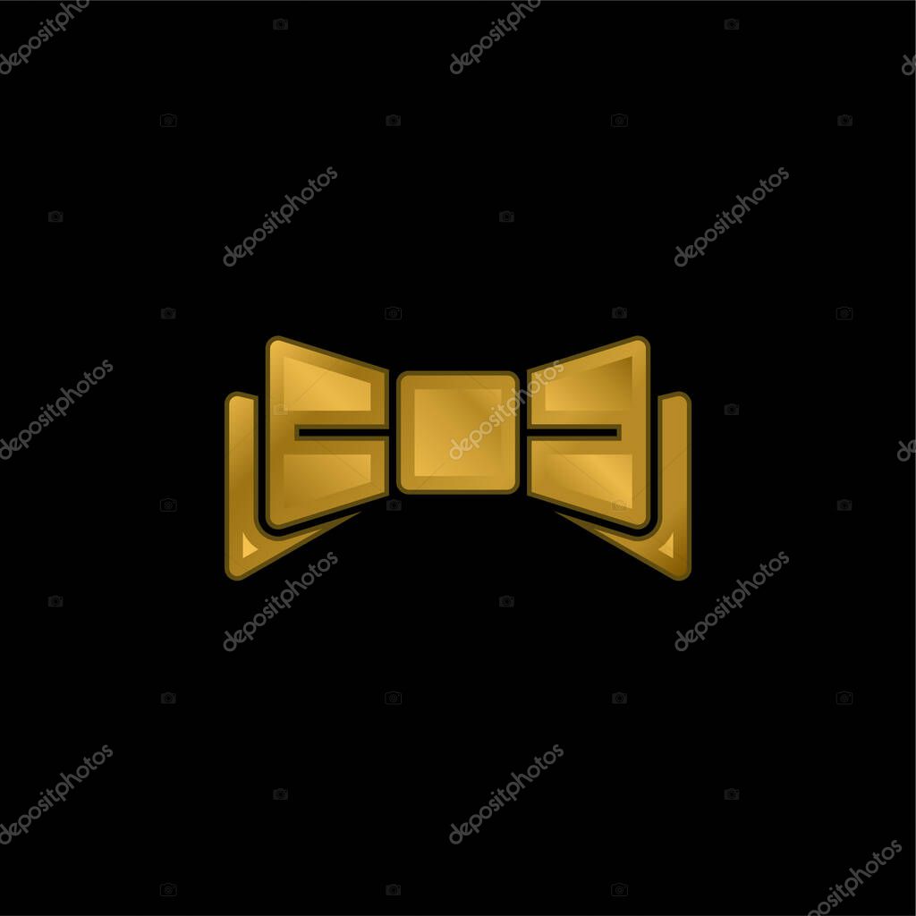 Bow gold plated metalic icon or logo vector