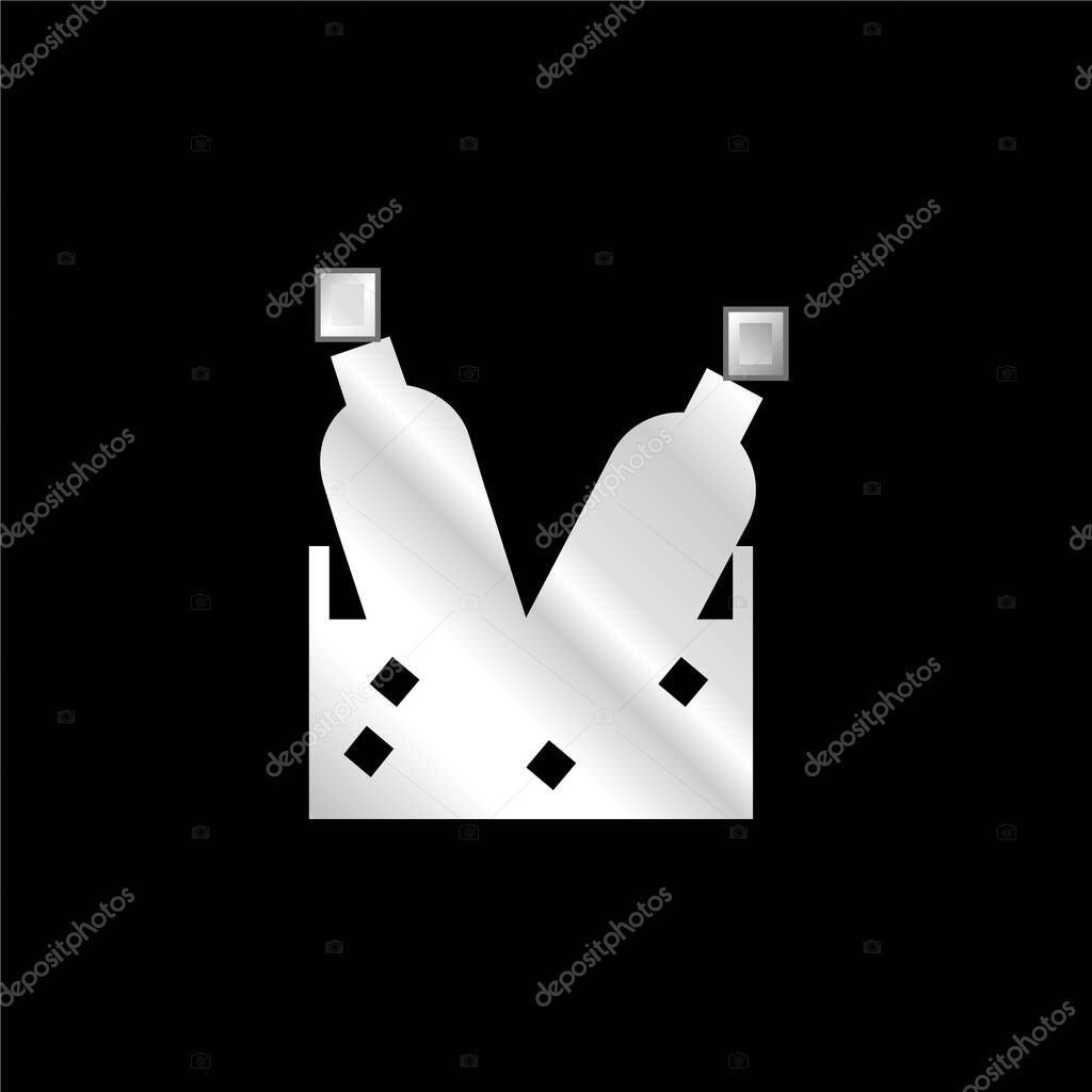 Bottles With Ice Cubes silver plated metallic icon