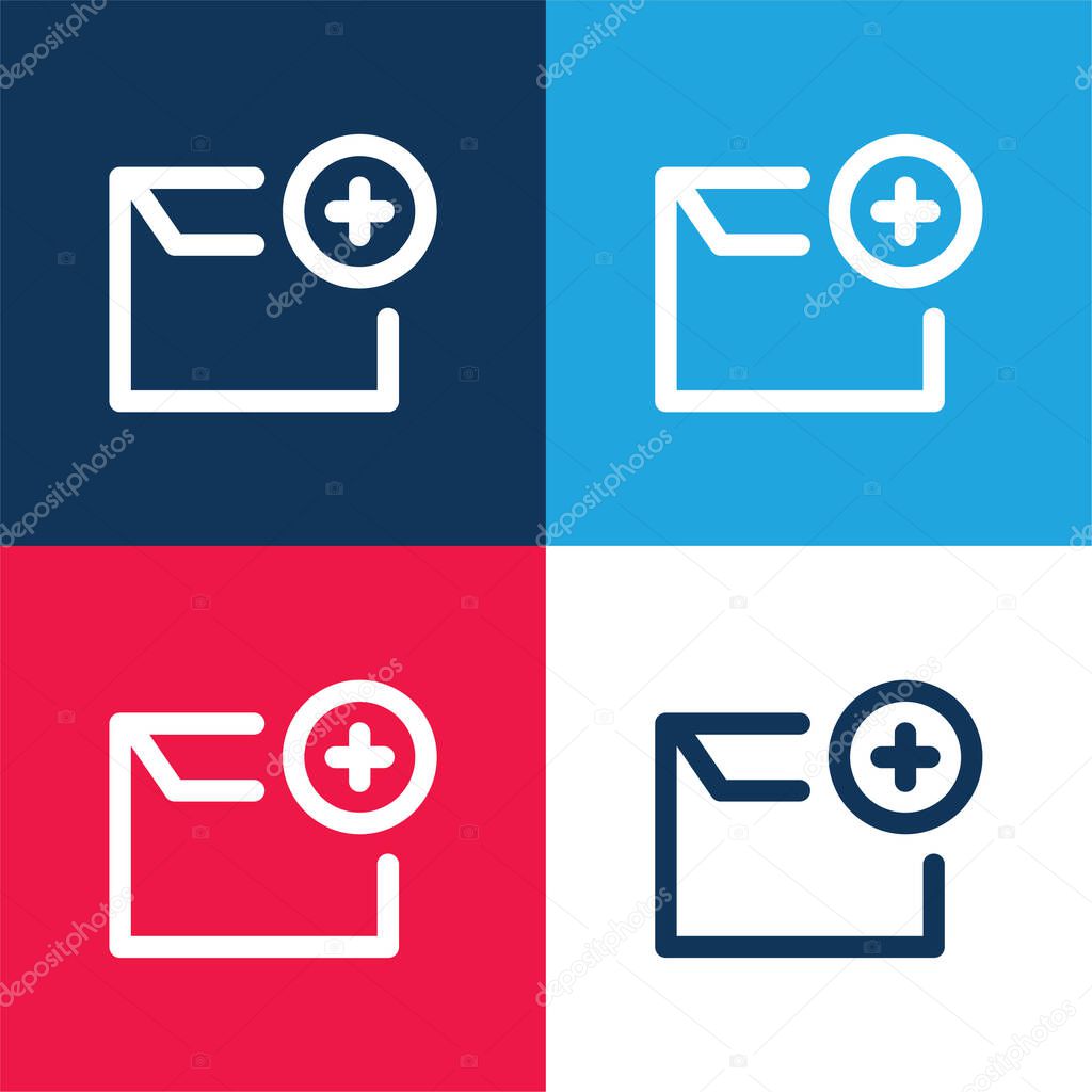 Add Email blue and red four color minimal icon set