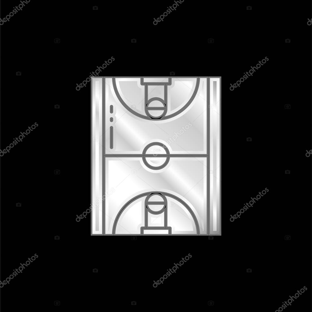 Basketball silver plated metallic icon