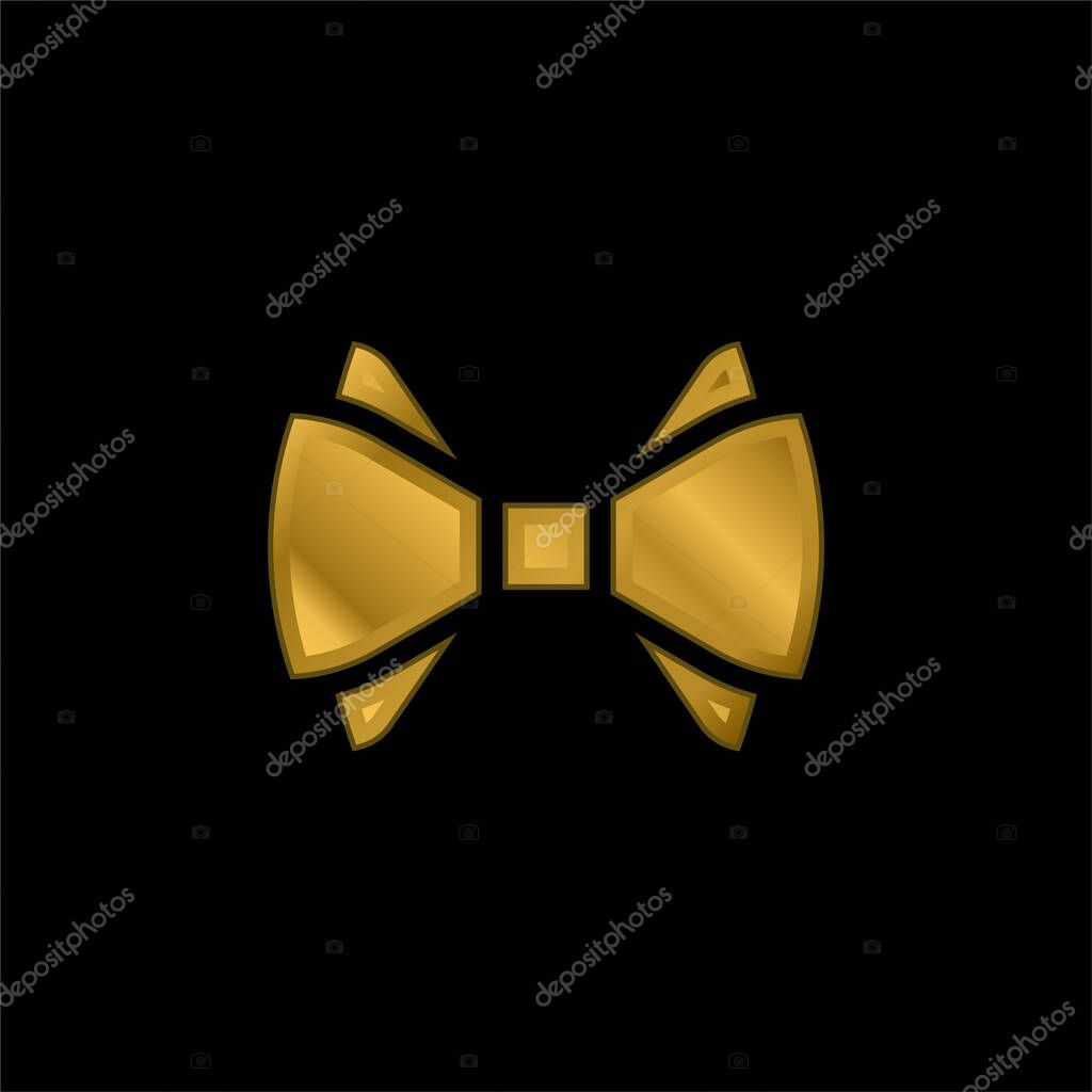Bow Tie gold plated metalic icon or logo vector
