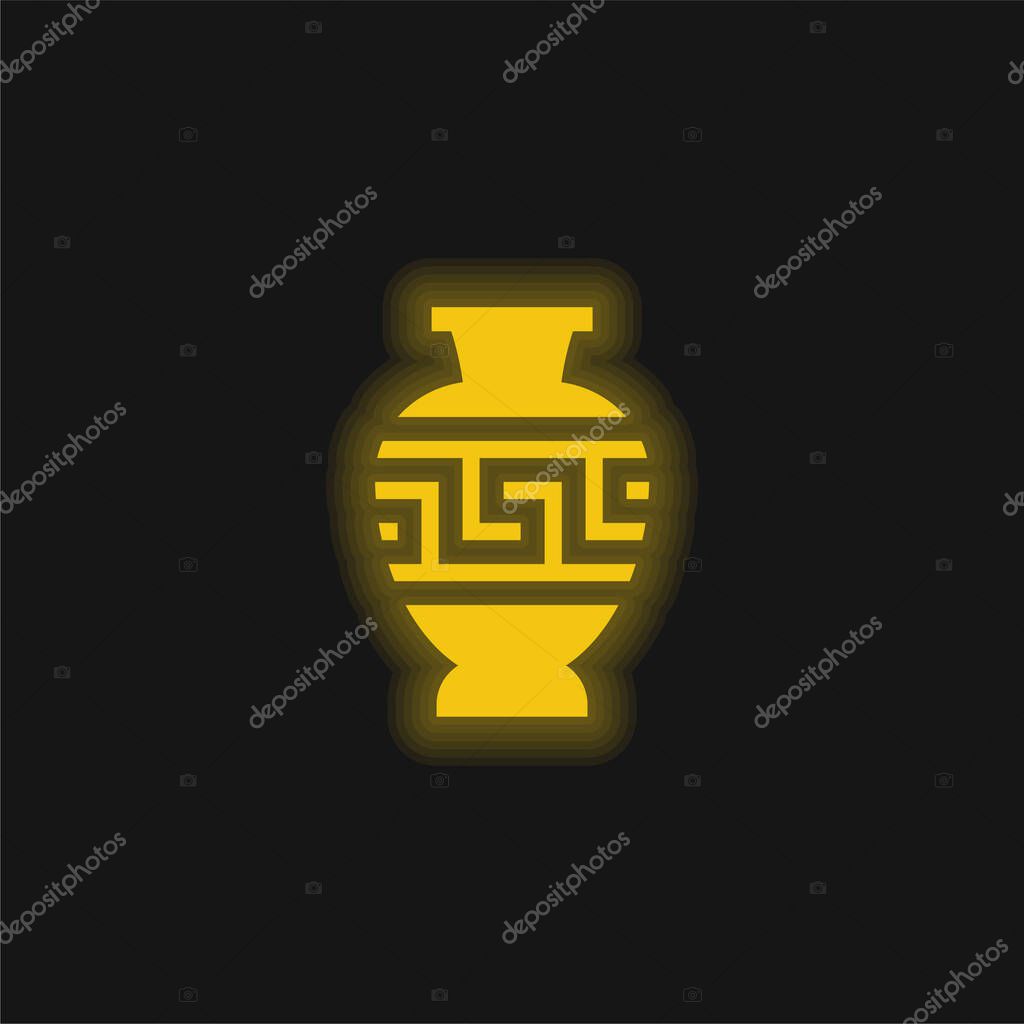 Amphora yellow glowing neon icon