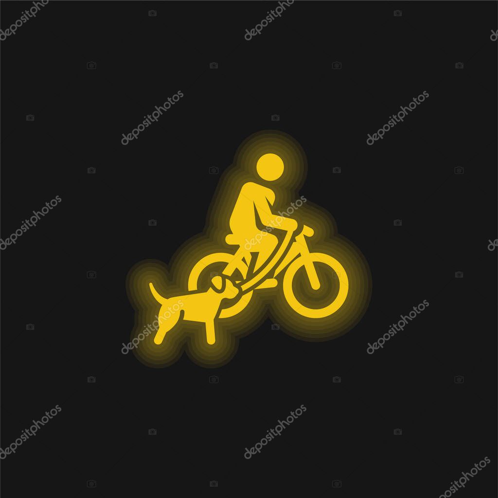 Bicycle yellow glowing neon icon