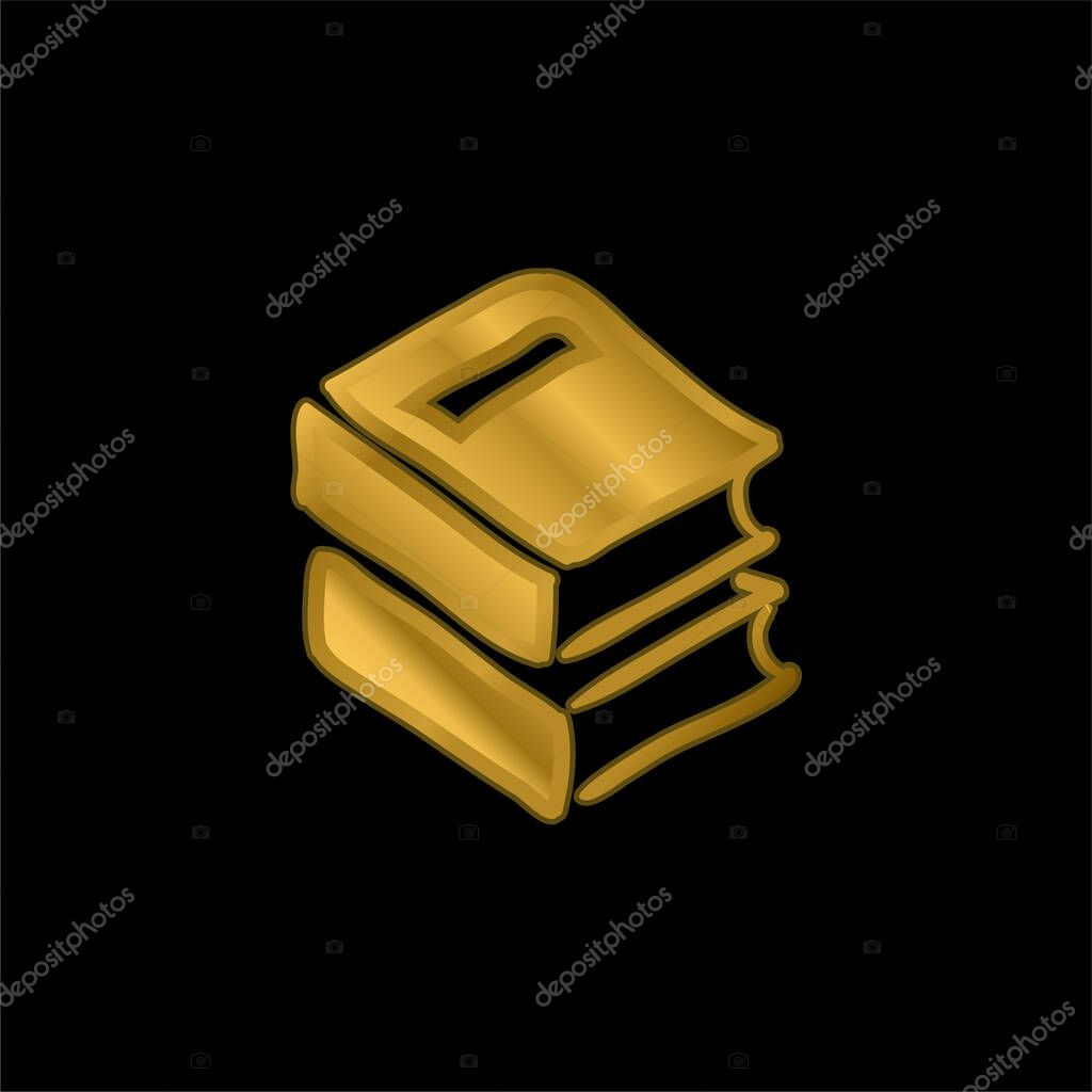 Books gold plated metalic icon or logo vector