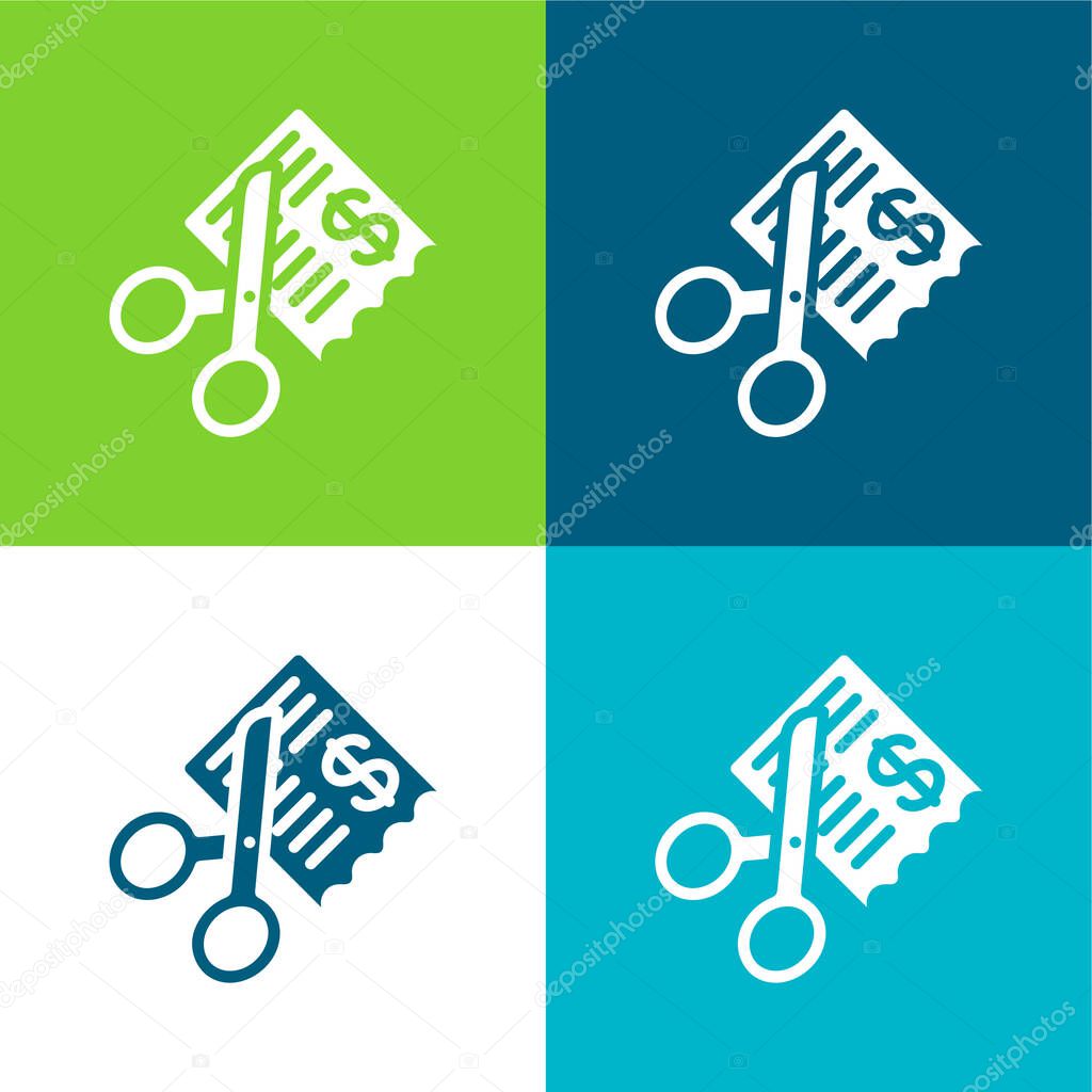 Bills Flat four color minimal icon set